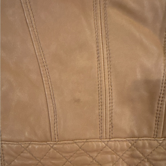 Michael Kors Women's Brown Leather Hooded Moto Jacket Size M - Picture 5 of 16